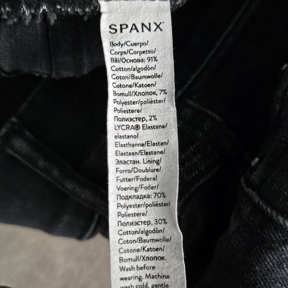 Spanx Straight Leg  Jean XL Faded Black Denim High Rise Pull On Casual Stretchy - Picture 10 of 12
